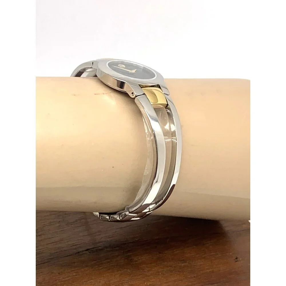 Movado Women's Watch 0606893 Amorosa Black Dial Swiss Quartz 24mm 2-Tone Bangle